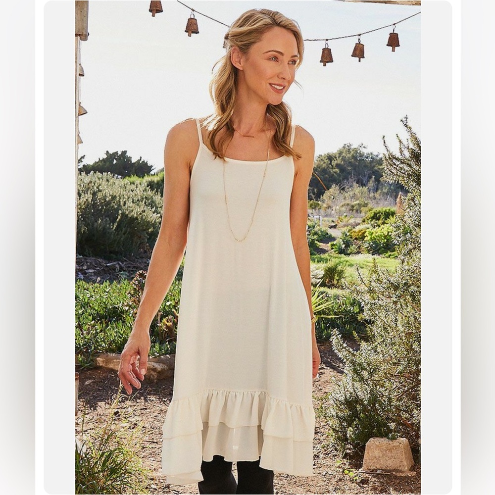 Matilda Jane Cream Ruffle-Hem Sleeveless Dress